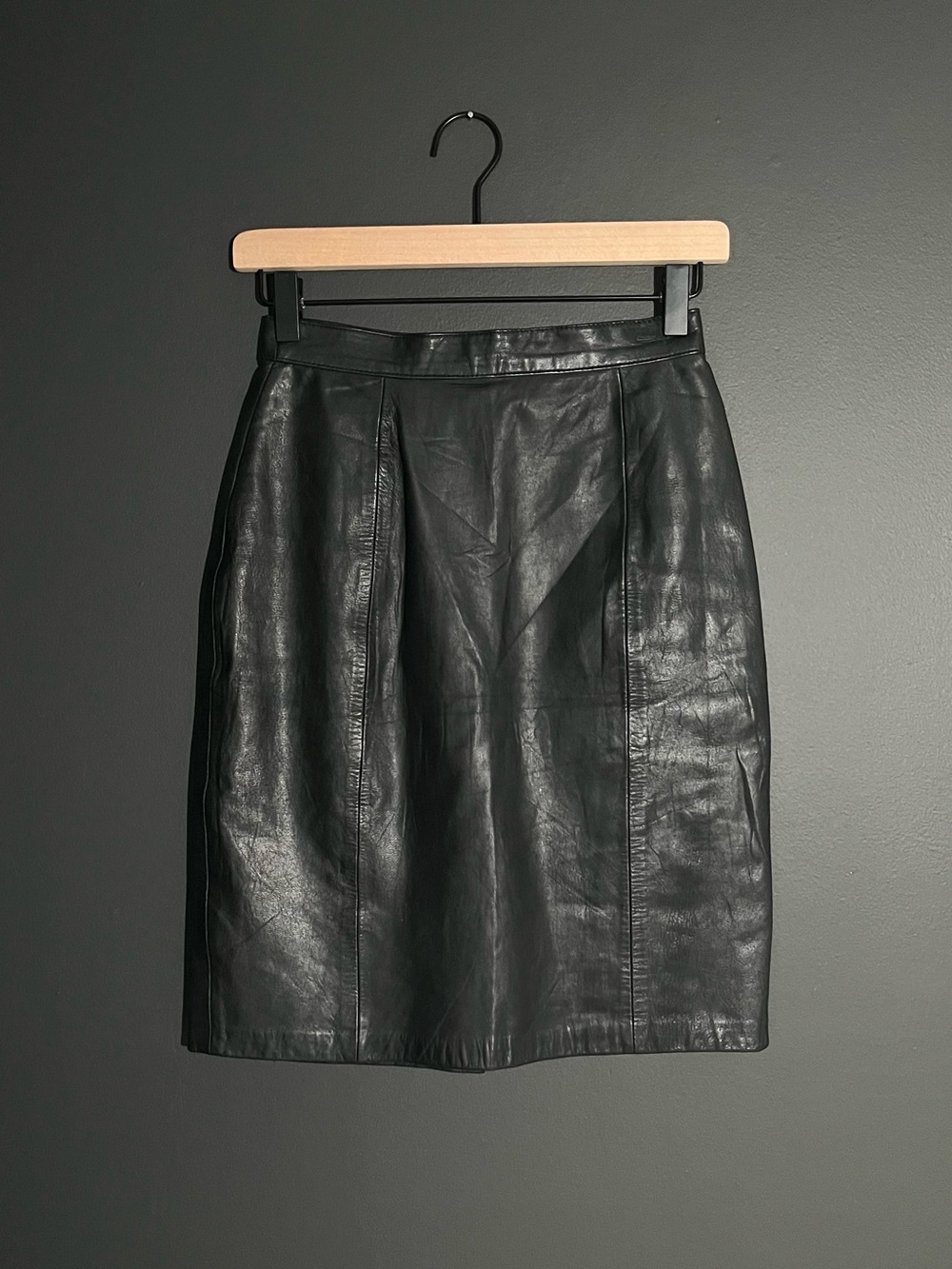 Vintage Compagnie Internationale EXPRESS 100% Leather Skirt Size 3/4 Fits 2